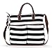 Classic Striped Black and White Cotton Diaper Bag including Changing Pad by Wasserstein