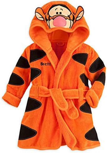 Rohern Children's Hooded Bathrobe Kids Soft Fleece Pajamas Sleepwear Orange 130