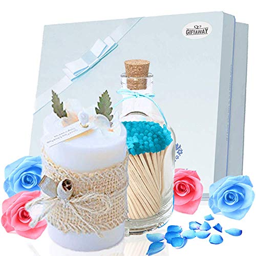 Aromatherapy-Candles with Scented Bath Rose-Soap Unique Gift Box for Mom Women Birthday Valentine’s Day Anniversary 16 Hours Burn Time (1 set, Blue Rose)