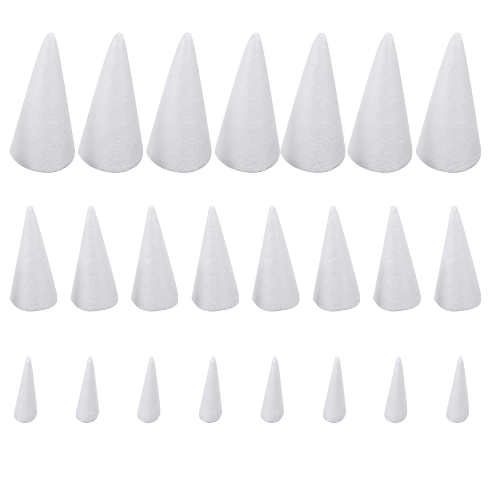 SEWACC 24pcs Christmas DIY Cones Children Handmade Craft Cone Accessories Christmas Tree Foam Mold for DIY Modeling Craft Party Decorations Foams