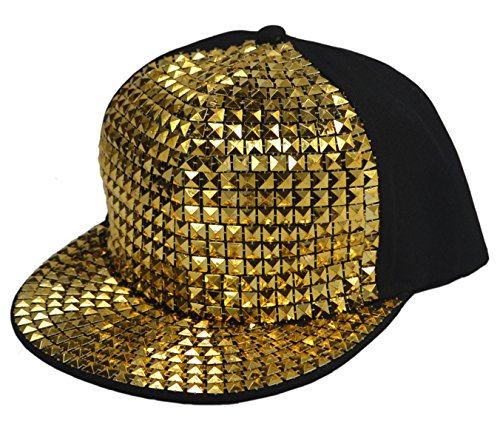 New Flat Hat Baseball Cap Hat Hip-hop Fashion Sequins (one size, golden)