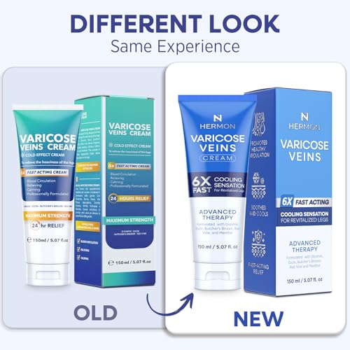 Hermon Varicose Veins Cream, Varicose Veins for Legs, Spider Vein for Legs, Natural Soothing Leg Varicose & Spider Veins Cream - 5.07 Fl Oz
