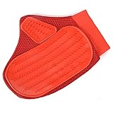 Newcomdigi Grooming Glove for Dog&Cat,Two-sided Massage Gloves Pet,Hair Remover from Furniture or Bed,Soft Rubber Gentle Groomer and Your Pet Will Love Grooming,RED
