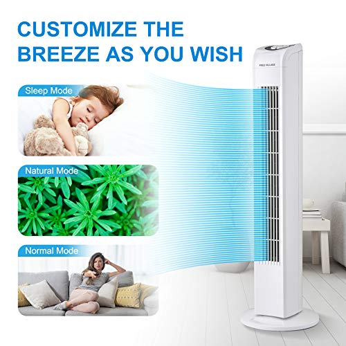 FREE VILLAGE JTFFree Standing Bladeless Tower Fan Portable Tower Fan