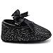 Ecosin Baby Girl Soft Sole Bowknot Bling Bling Shoes Prewalker Socks Sneakers (12/6-12months, Black)