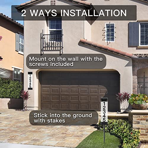 Solar Address Sign, MEIHONG 2 in 1 RGBW Address Plaque with Stakes Solar Powered House Numbers for Outside, Lighted House Numbers LED Waterproof Solar Address Numbers for Home Yard Street