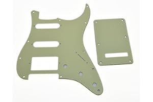 KAISH 11 Hole ST/Strat Style Pickguard HSS Pick Guard with ST Back Plate Tremolo Trem Cover for USA/Mexico Stratocaster/Strat Aged White 3 Ply