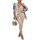 Women's Printed Blazer Jacket Long Sleeve Open Front Casual Multicolor Fashion Print Coat