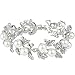 EVER FAITH Austrian Crystal Bridal Simulated Pearl Flower Leaf Bracelet Clear Silver-Tone