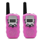 Camonity Two Pack 22 Channel Walkie Talkies for Kids Children Two Way Radio Long Range 2 Miles Open Field Handheld Children Toy for Family Game Pink