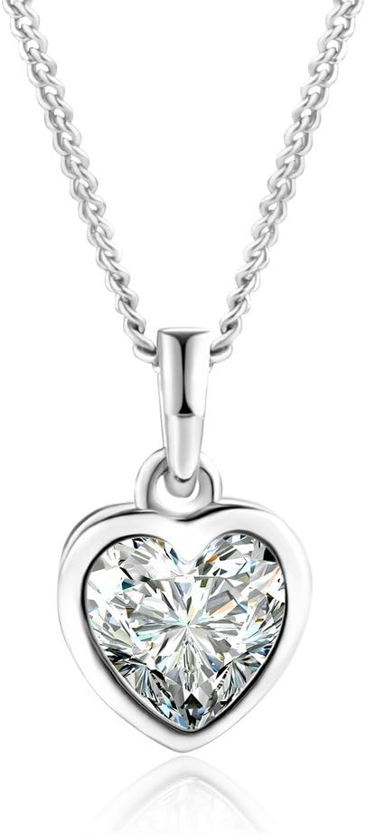 Tian Zhi Jiao Heart Cut Cubic Zirconia Pendant Choker Necklace for Women Girls
