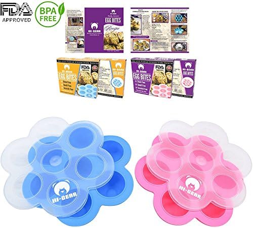 Silicone Egg Bites Molds For Instant Pot Accessories. Fits Instant Pot 5qt, 6qt &amp; 8qt Pressure Cookers. Perfect For Sous Vide Egg Bites by HI-Bear (BLUE)
