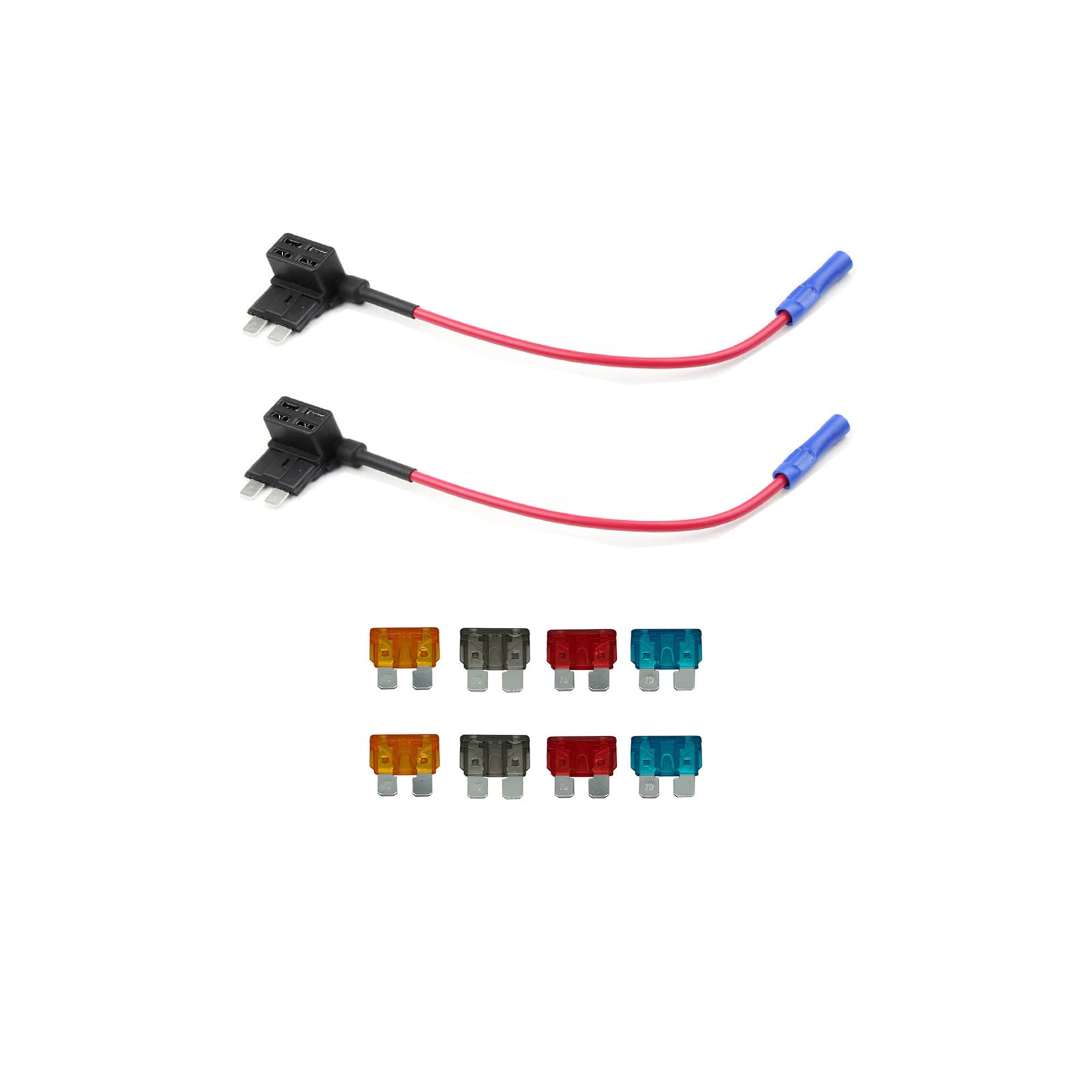 KOLACEN Automotive Car Truck 2 Pieces 16 Gauge Add-a-circuit Fuse TAP Adapter for Regular Standard Blade Type Fuse + 8 Pieces Standard Fuse 5Apm 7.5Apm10Apm 15Apm — image 1