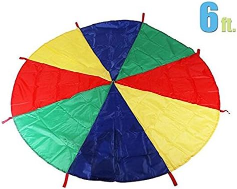 6 Foot Play Parachute with 8 Handles - Multicolored Parachute for Kids