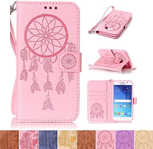 Galaxy S6 Case, Firefish [Kickstand] PU Leather Flip Folio Emboss Style Wallet Case Bumper Cover with Strap Magnetic Buckle for Samsung Galaxy S6 - Net-F