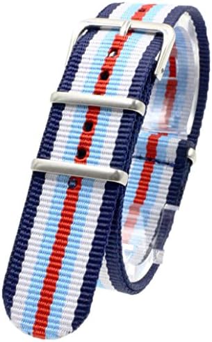 [2PiS] Nato Nylon ( Navy / White / Sky Blue / Red : 22mm ) Interchangeable Replacement Watch Strap Band 1-1-22