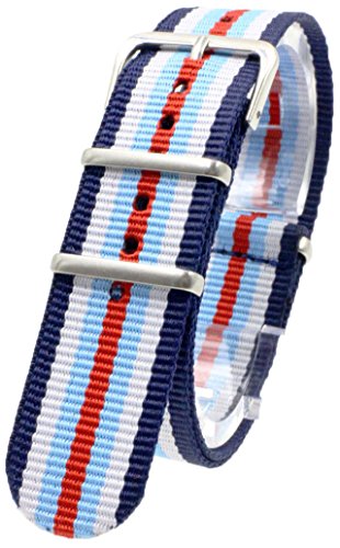[2PiS] Nato Nylon ( Navy / White / Sky Blue / Red : 22mm ) Interchangeable Replacement Watch Strap Band 1-1-22