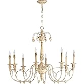 Quorum 6106-8-70 Traditional Eight Light Chandelier from Salento Collection in White Finish,