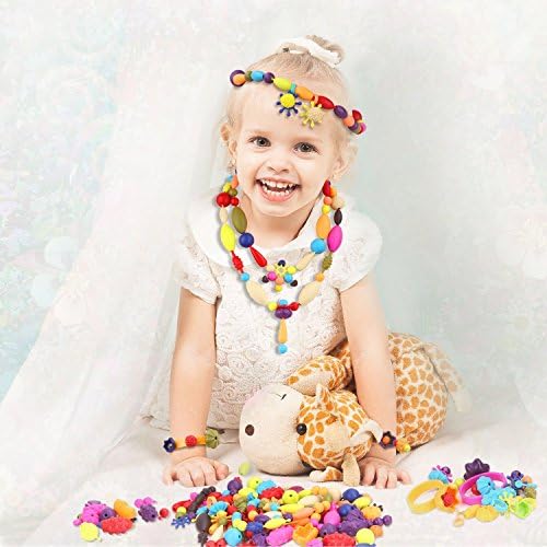 Pop Beads Jewelry Yosmi Creative DIY Necklace Bracelet Set Girl Toy for Kids Art Crafts Snap Beads Educational Toy(290Pieces)