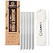 CAMPFY Stainless Steel Boba Straw Original Set: 5 Angled-Tip Straws & Cleaning Brush - Wide Bubble Tea Straws - Reusable Metal Drinking Straws for Reduced Plastic Consumption - Dishwasher Safe