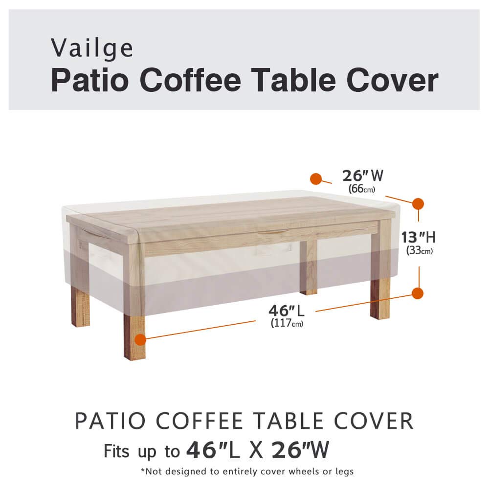 Vailge Rectangular Coffee Table Cover Outdoor Lawn Patio Furniture