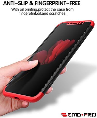 iPhone X Case, EMDPro iPhone 10 Ultra-Thin Armour Defender Anti-Slip Scratch Fingerprint Dust Shock-proof Protective Case Cover Hard Red Black Back Cover Best Case New 2018 Design (Black &amp; Red)