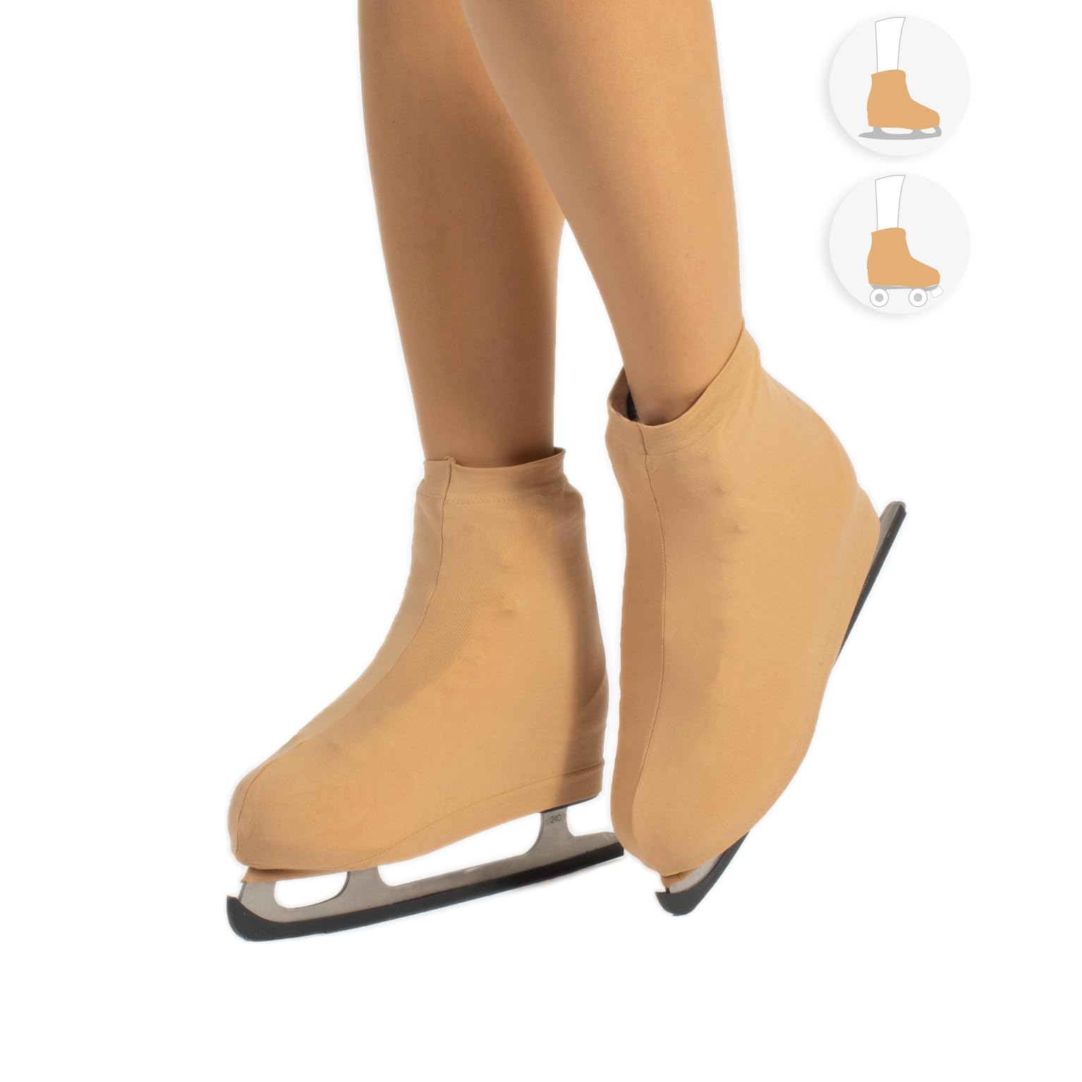 CALZITALY PACK 1/2 PAIRES - Cover Skates, Skate Boot Covers, Roller and Ice Skating Wear Woman and Girl, 70 DEN, 10-8, Made In Italy (10-13, Skin)