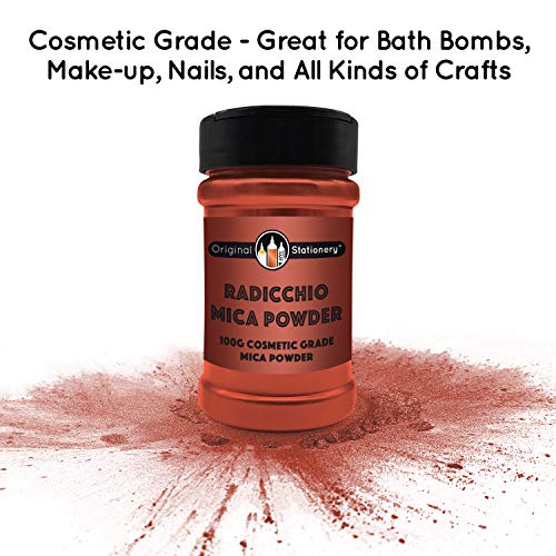 Mica Powder - 3.5 oz / 100 g [HUGE x3-5 THE SIZE OF OUR COMPETITORS] Cosmetic Grade - True Colors - Beautiful Mica for Slime, Soap Making, Bath Bombs, Make-up, Nails, Holiday Crafts (Radicchio)