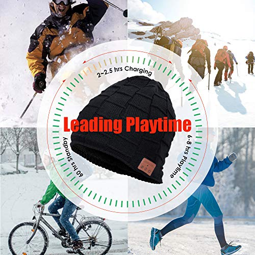 JARVANIA Bluetooth Beanie, Wireless Bluetooth Hat, Double Knit Music Hat for Men & Women, Joyful