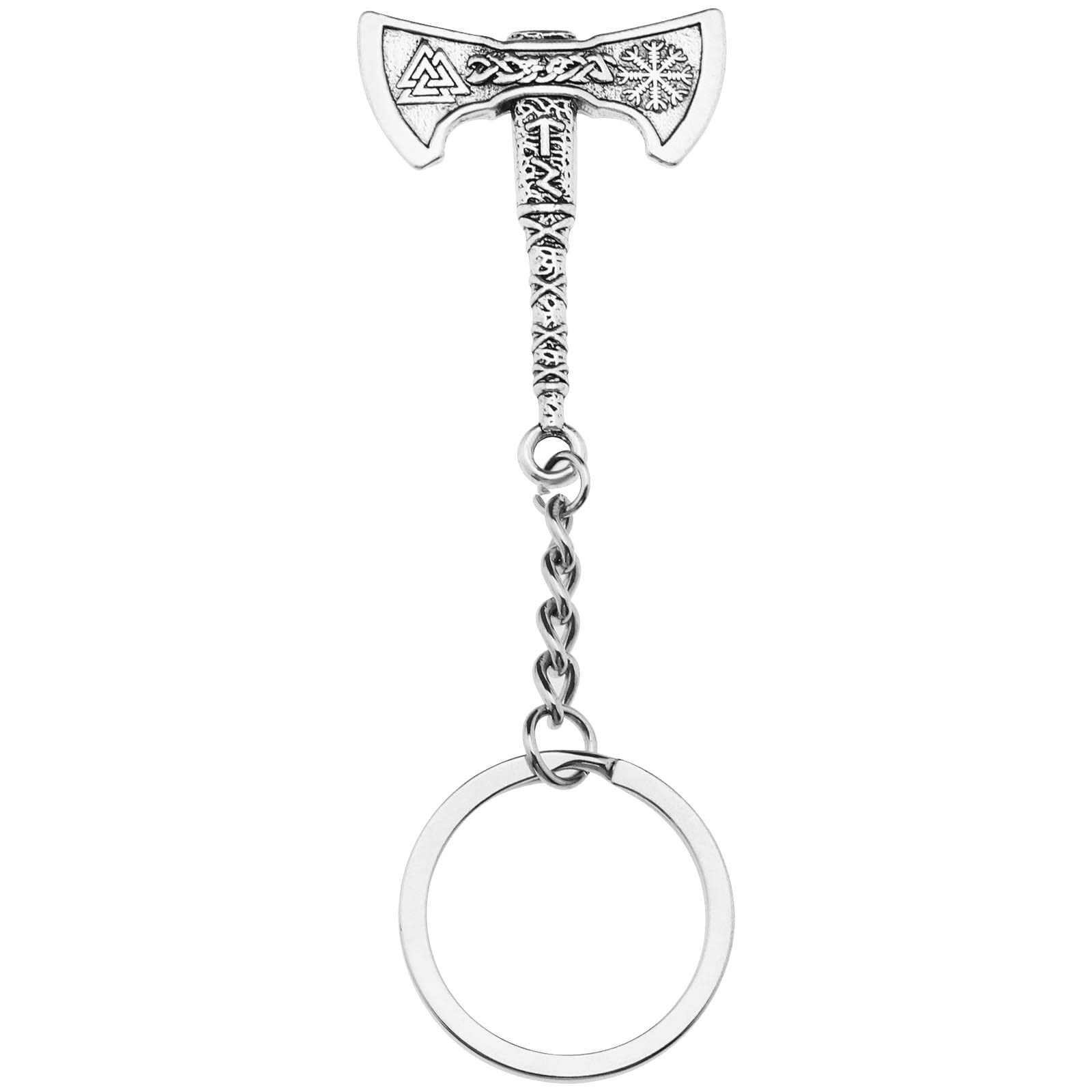 VGOL Vintage Keychain Viking and Nordic Style Keychain Axe Keychain Decorative Metal Keyrings Retro Key Rings for Men Father Friends Lover Silver