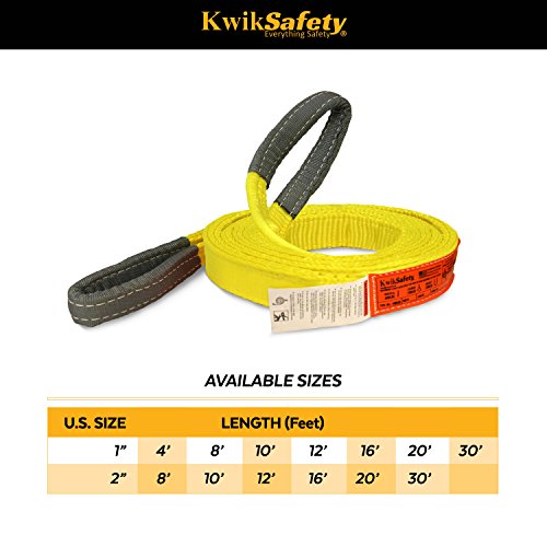KwikSafety 1”x10’ Industrial Web Sling | 3200LBS Vertical Working Load 2550LBS Choker 6400LBS Basket | Type 3 Certified 2 Ply Eye-Eye Strap | Crane Hoist Lift Rig Lifting Rigging Tow Tie Down Cargo - Thumbnail 7