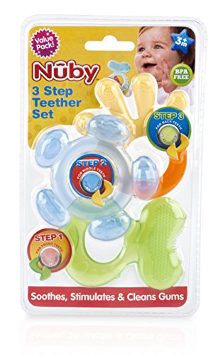 Nuby 3 Step Soothing Teether Set, BPA Free - Colors may vary.
