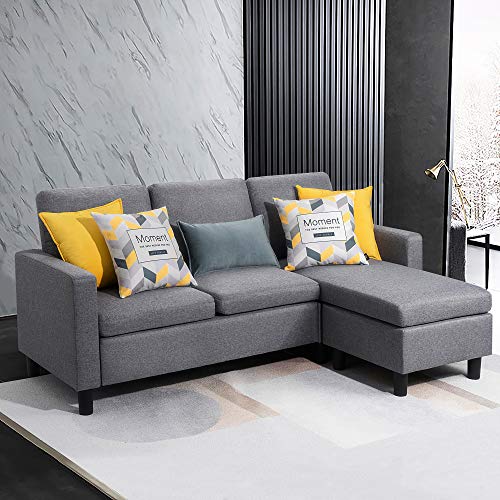 Walsunny Convertible Sectional Sofa Couch with Reversible Chaise, L