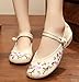 AvaCostume Embroidery Womens Classics Flats Rubber Sole Casual Shoes, Beige 37