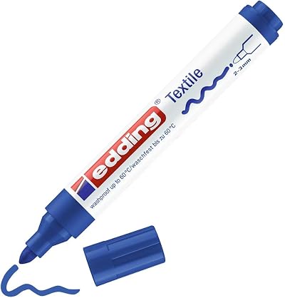 edding 4500 Textile Marker Blue 2-3 mm Round Nib Permanent Fabric Pen