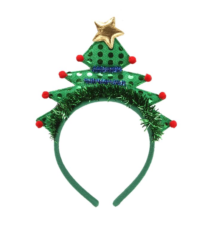 RmKbe Christmas Tree Headband - Novelty Xmas Headband Sequin Headdress for Christmas Costumes Accessory