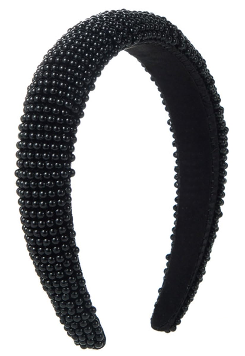 scicent Black Pearl Headband Elastic Hair Bands for Women Wide Pearls Hairband Hairstyle Accessories for Girls 16428 — image 1