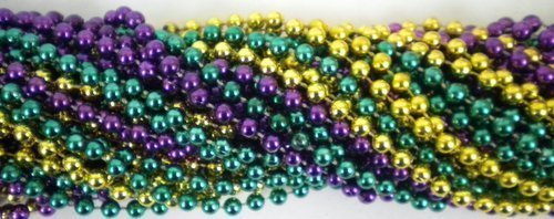 33 inch 07mm Round Metallic Purple Gold and Green Mardi Gras Beads - 6 Dozen (72 necklaces) [Toys & Games] Holiday Toy