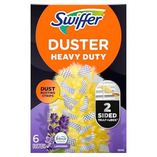 DUSTERS HEAVY DUTY MULTI-SURFACE DUSTER REFILLS FOR CLEANING, LAVENDER, 6 COUNT