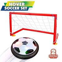 HahaGift Birthday Present for 3-12 Year Old Boy,Indoor Kids Soccer Hover Ball Set 2 Goals Toys for 3 4 5 6 Year Old Boys Gifts for 7 8 9 Year Boys Black