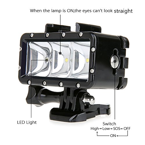 SHOOT Diving Light Super Bright Waterproof 30m Fishing LED Fill for GoPro HERO8/7 Black Silver White/6/5/5S/4/4S and Other Action Camera Waterproof Digital Camera,1200mAh Built-in Rechargeable Battery