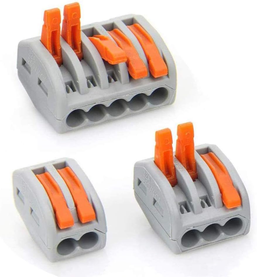Quick Push-in Connector 22 2/3/5 Pin 0.5-6.0mm2 Universal Cable Wire Connectors Compact Terminal Block AWG 20-10 - Universal Compact Wiring Connection, Cable Connector
