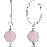 925 Sterling Silver Rose Quartz Earrings For Women - 10mm Round Pink Beads - Rose Quartz Jewelry for Women - Rose Pink Quartz Earrings - Perfect Gift for Women