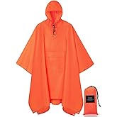 salamra Hooded Rain Poncho Waterproof Raincoat Jacket for Men/Women/Adults with Pocket