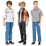 E-TING 3 Sets Casual Wear Plaid Shirt T-shirt Jeans Pants Trousers Doll Clothes for Barbie Fashionistas Ken Doll (#A1)