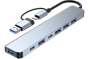 Hoseili USB C to Dual HDMI Adapter,7 in 1 USB C Docking Station to Dual HDMI Displayport VGA Adapter,USB C to 3USB 2.0, Multi Monitor Adapter for Dell XPS 13 15,Lenovo Yoga,Huawei Matebook X pro,etc