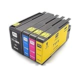 Generic Replacement Ink Cartridges Compatible With HP 711BK 711C 711M 711Y(1B+1C+1M+1Y, Pack of 4)