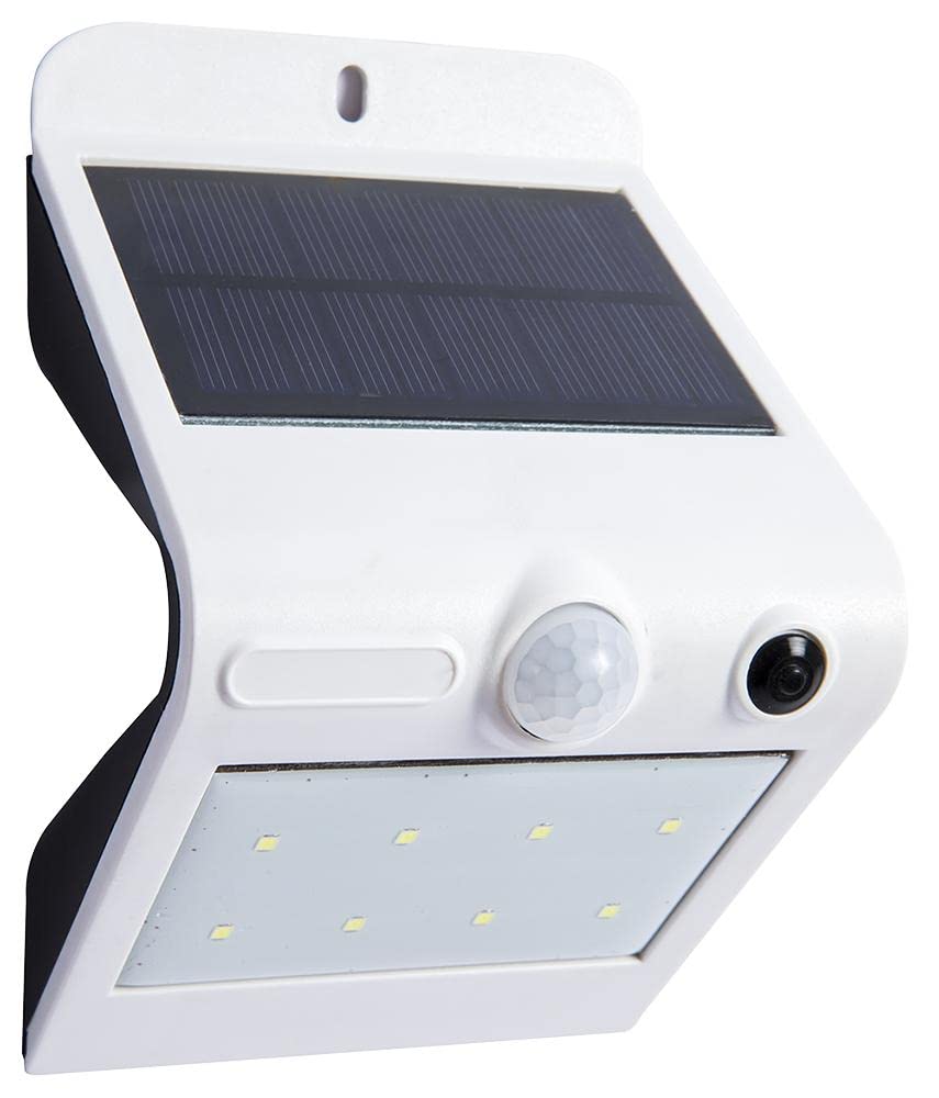 PRO ELEC PEL01359 IP65 Outdoor Solar LED Security Wall Light with PIR Sensor, White