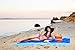 Beach Blanket – Oversized 7'x9' – 6 Pockets for Securing & 2 For Storage Stuff - Lightweight & Durable Nylon - Blue Sand Resistant Beach Mat & Beach Accessories for the Whole Family - Baby Beach Gear