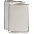 Commercial Quality Baking Sheet Pan Set, Natural Aluminum Cookie Sheet, Umite Chef Warp Resistant Nonstick Baker's Quarter Sheet Pan, Thick Cookie Tray Pans for Baking, Roasting(2 Pack,13 * 9.5inch)